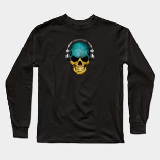 Dark Skull Deejay with Ukrainian Flag Long Sleeve T-Shirt